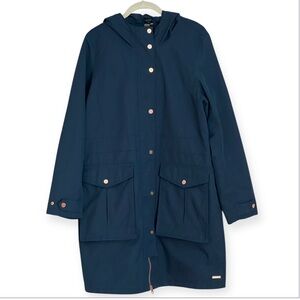 Sweaty Betty Blue Waterproof Hooded Raincoat Parka Size L